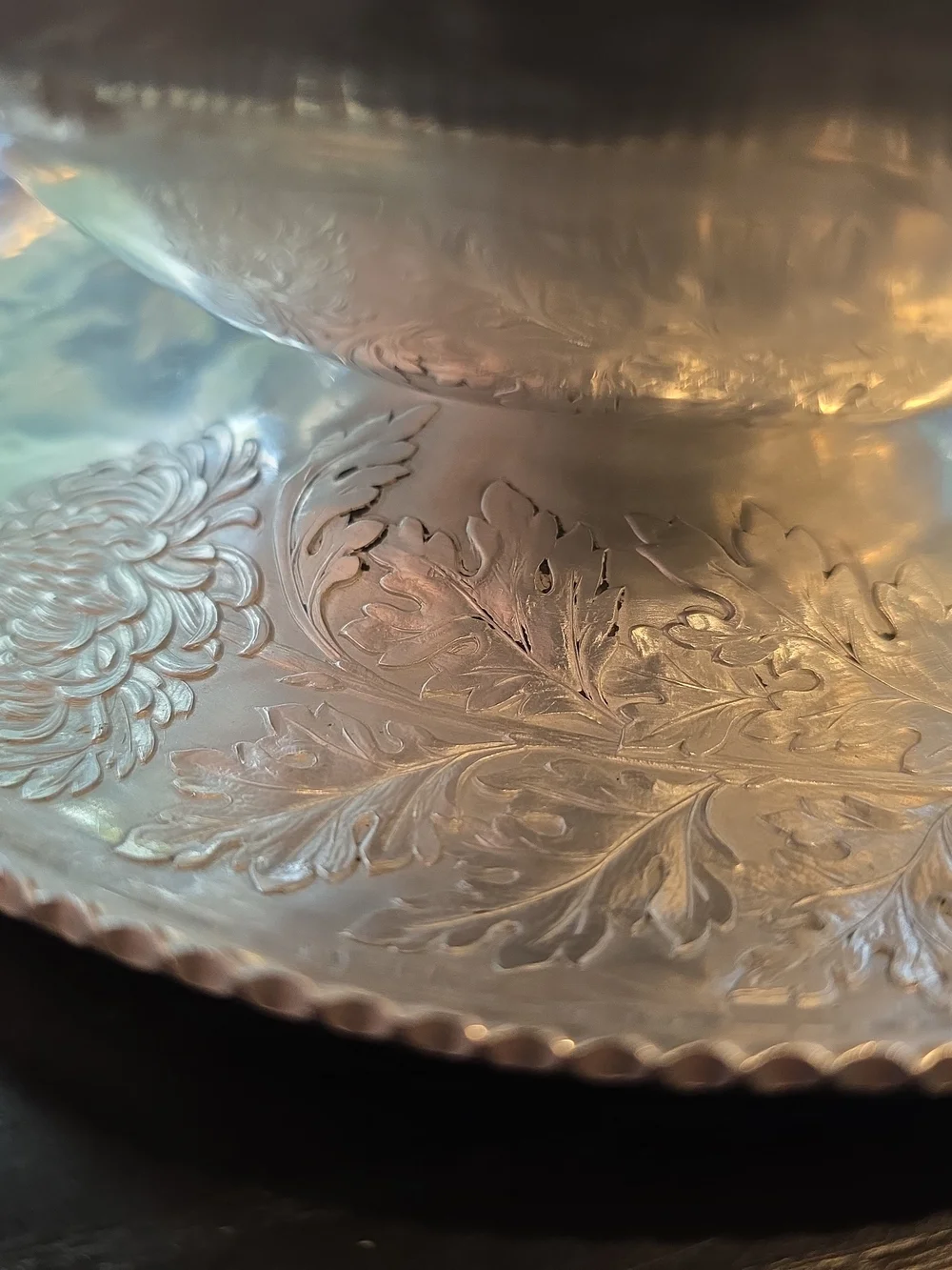 Silver-Tone Decorative Sauce Boat with Matching Underplate